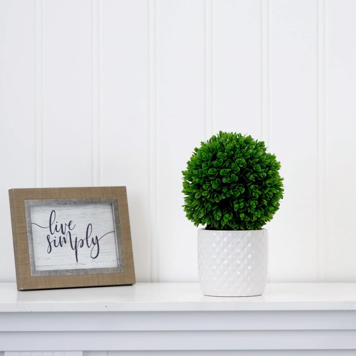 10-in Artificial Boxwood Topiary Plant With Decorative Planter 7 10-in Artificial Boxwood Topiary Plant With Decorative Planter - Image 5