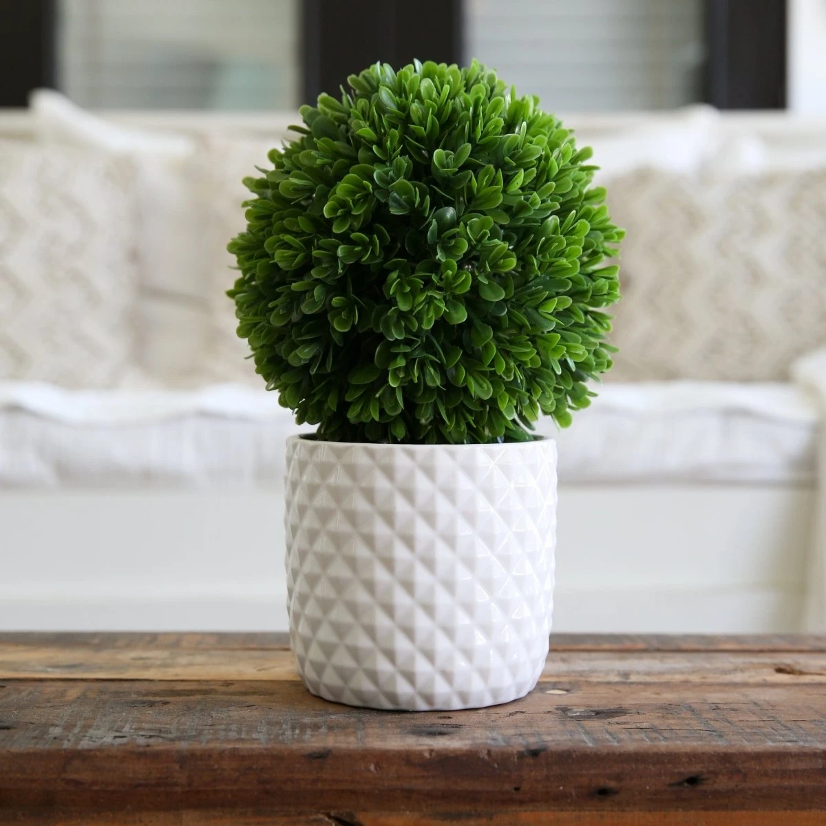 10-in Artificial Boxwood Topiary Plant With Decorative Planter 4 10-in Artificial Boxwood Topiary Plant With Decorative Planter - Image 2