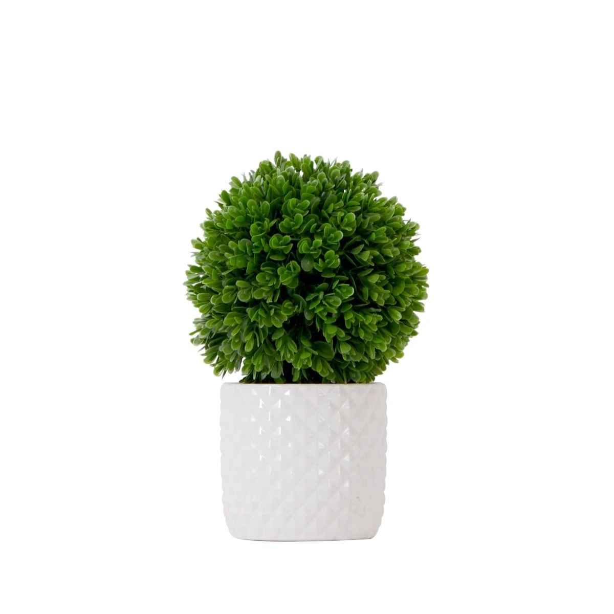 10-in Artificial Boxwood Topiary Plant With Decorative Planter 3 10-in Artificial Boxwood Topiary Plant With Decorative Planter