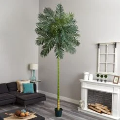 10-ft Golden Cane Artificial Palm Tree | Tall Faux Tropical Decor -Ed's plant shop 10 golden cane artificial palm tree tall faux tropical decor 281044