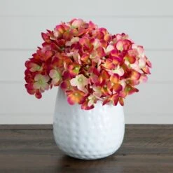 11-in Artificial Hydrangea Arrangement In White Metal Vase -Ed's plant shop 11 artificial hydrangea arrangement in white metal vase 354429
