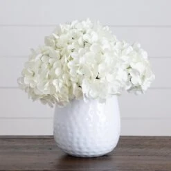 11-in Artificial Hydrangea Arrangement In White Metal Vase -Ed's plant shop 11 artificial hydrangea arrangement in white metal vase 827588
