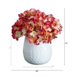 11-in Artificial Hydrangea Arrangement In White Metal Vase -Ed's plant shop 11 artificial hydrangea arrangement in white metal vase 918470