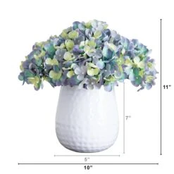 11-in Artificial Hydrangea Arrangement In White Metal Vase -Ed's plant shop 11 artificial hydrangea arrangement in white metal vase 949390