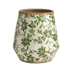 12-in Tuscan Ceramic Green Scroll Planter