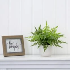 13-in Artificial Boston Fern Plant With Decorative Planter -Ed's plant shop 13 artificial boston fern plant with decorative planter 729321