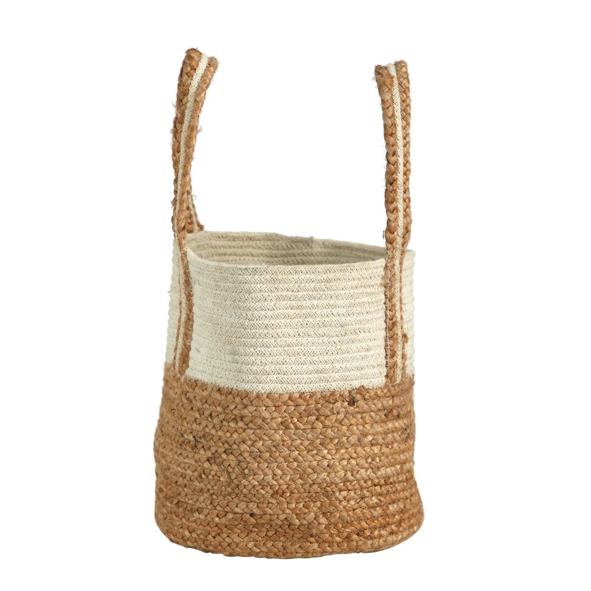 14-in Boho Chic Basket Natural Cotton And Jute With Handles 6 14-in Boho Chic Basket Natural Cotton And Jute With Handles - Image 4