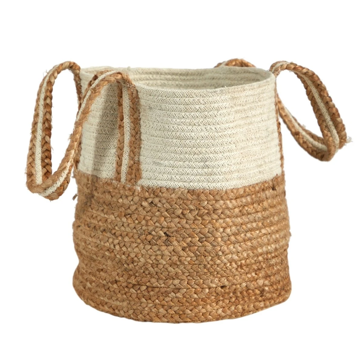 14-in Boho Chic Basket Natural Cotton And Jute With Handles 7 14-in Boho Chic Basket Natural Cotton And Jute With Handles - Image 5