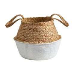 14-in Boho Chic Handmade Cotton & Jute White Woven Planter -Ed's plant shop 14 boho chic handmade cotton jute white woven planter 784704