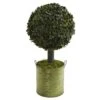 1.5-ft Boxwood Ball Topiary Artificial Tree In Green Tin (Indoor/Outdoor) -Ed's plant shop 15 boxwood ball topiary artificial tree in green tin indooroutdoor 998505