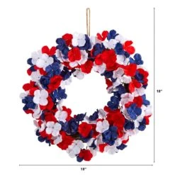 18-in Americana Patriotic Hydrangea Artificial Wreath Red White And Blue -Ed's plant shop 18 americana patriotic hydrangea artificial wreath red white and blue 251691