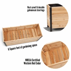 18" X 48" Cedar Planter Box – 24" Tall | Food-Safe Elevated Garden Bed -Ed's plant shop 18 x 48 planter box 24 tall 581264