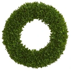 19.5-in Tea Leaf Artificial Wreath | UV Resistant For Indoor & Outdoor Use -Ed's plant shop 195 tea leaf artificial wreath uv resistant for indoor outdoor use 694473