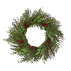 20-in Cedar And Ruscus With Berries Artificial Wreath -Ed's plant shop 20 cedar and ruscus with berries artificial wreath 443070