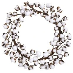 20-in Cotton Ball Wreath | Soft, Elegant Bedroom Décor