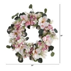 20-in Hydrangea And Magnolia Artificial Wreath – Elegant Floral Decor -Ed's plant shop 20 hydrangea and magnolia artificial wreath elegant floral decor 959614