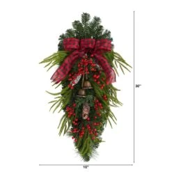 24-in Holiday Christmas Wreath With Pinecones, Berries & Bells 10 24-in Holiday Christmas Wreath With Pinecones, Berries & Bells -Ed's plant shop 24 holiday christmas wreath with pinecones berries bells 261924