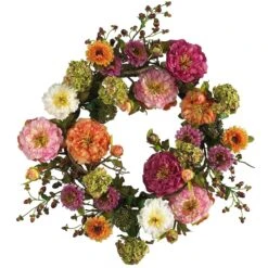 24-in Lifelike Mixed Peony Wreath – Round Pastel Blooms & Berry Accents -Ed's plant shop 24 in lifelike mixed peony wreath round pastel blooms berry accents 3612720