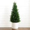 3-ft Artificial Cedar Tree In White Planter UV Resistant (Indoor/Outdoor) -Ed's plant shop 3 artificial cedar tree in white planter uv resistant indooroutdoor 446059