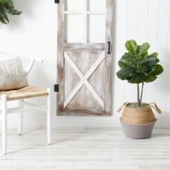 3-ft Artificial Fiddle Leaf Fig Tree With Handmade Cotton & Jute Woven Basket -Ed's plant shop 3 artificial fiddle leaf fig tree with handmade cotton jute woven basket diy kit 650203