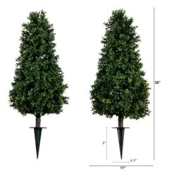 3-ft UV-Resistant Artificial Boxwood Topiary With Ground Stake – Set Of 2 -Ed's plant shop 3 uv resistant artificial boxwood topiary with ground stake set of 2 3300683