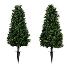 3-ft UV-Resistant Artificial Boxwood Topiary With Ground Stake – Set Of 2 -Ed's plant shop 3 uv resistant artificial boxwood topiary with ground stake set of 2 5408622