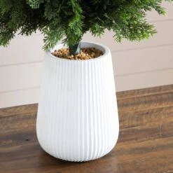 3-ft UV Resistant Artificial Cedar Tree In Decorative White Planter (Indoor/Outdoor) 11 3-ft UV Resistant Artificial Cedar Tree In Decorative White Planter (Indoor/Outdoor) -Ed's plant shop 3 uv resistant artificial cedar tree in decorative white planter indooroutdoor 760311