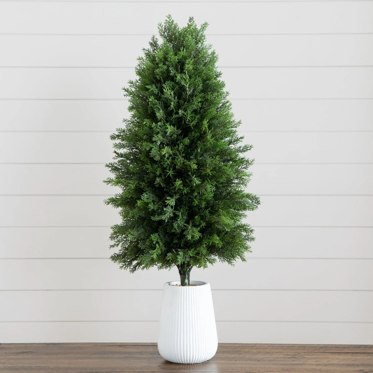 3-ft UV Resistant Artificial Cedar Tree In Decorative White Planter (Indoor/Outdoor) 3 3-ft UV Resistant Artificial Cedar Tree In Decorative White Planter (Indoor/Outdoor)