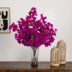30-in Artificial Bougainvillea Arrangement In Glass Vase -Ed's plant shop 30 artificial bougainvillea arrangement in glass vase 572772