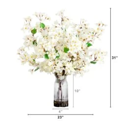 31-in Artificial Pink Bougainvillea Arrangement In Vase | Elegant Floral Décor -Ed's plant shop 31 artificial pink bougainvillea arrangement in vase elegant floral decor 283204