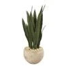 32-in Sansevieria Artificial Plant | Sand-Colored Planter