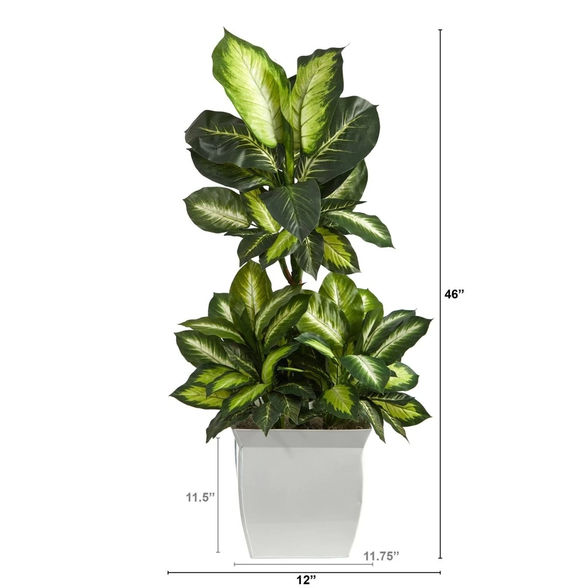 46-in Golden Dieffenbachia Artificial Plant In White Metal Planter 4 46-in Golden Dieffenbachia Artificial Plant In White Metal Planter - Image 2
