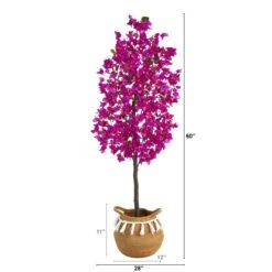 5-ft Artificial Bougainvillea Tree | Handmade Jute & Cotton Basket With Tassels -Ed's plant shop 5 artificial bougainvillea tree handmade jute cotton basket with tassels 102492