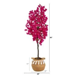 5-ft Artificial Bougainvillea Tree | Handmade Jute & Cotton Basket With Tassels -Ed's plant shop 5 artificial bougainvillea tree handmade jute cotton basket with tassels 604882