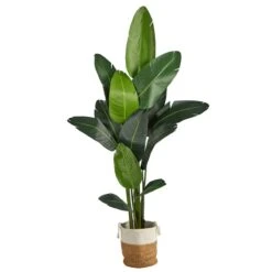 7-ft Artificial Travelers Palm Tree With Handmade Jute & Cotton Basket