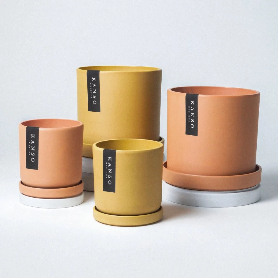 7 Inch Upcycled Signature Stone Planter Pot & Saucer 5 7 Inch Upcycled Signature Stone Planter Pot & Saucer - Image 3