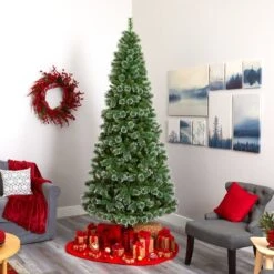 9-ft Slim Snow Tip Pine Tree – A Tall, Festive Elegance For Any Space -Ed's plant shop 9 slim snow tip pine tree a tall festive elegance for any space 637285