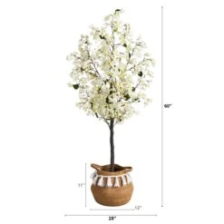 5-ft Artificial Bougainvillea Tree | Handmade Jute & Cotton Basket With Tassels -Ed's plant shop artificial 5 artificial bougainvillea tree with handmade jute cotton basket with tassels plant in planter nearly natural 465546