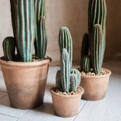 Artificial Cactus In Brown Pot – Realistic Faux Plant (3 Sizes) -Ed's plant shop artificial cactus in brown pot realistic faux plant 3 sizes 941577