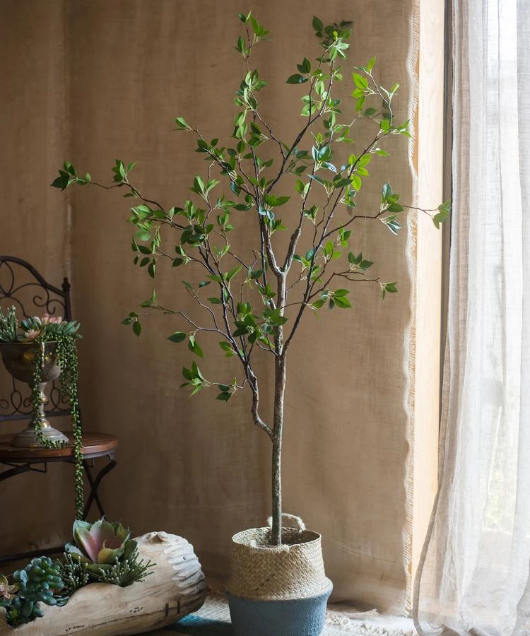 Green Leaf Faux Tree In Pot – 5′ & 6′ Handmade Silk Plant 6 Green Leaf Faux Tree In Pot – 5′ & 6′ Handmade Silk Plant - Image 4