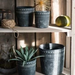Black Planter With Geometric Design - Various Sizes -Ed's plant shop black planter with geometric design various sizes 996655