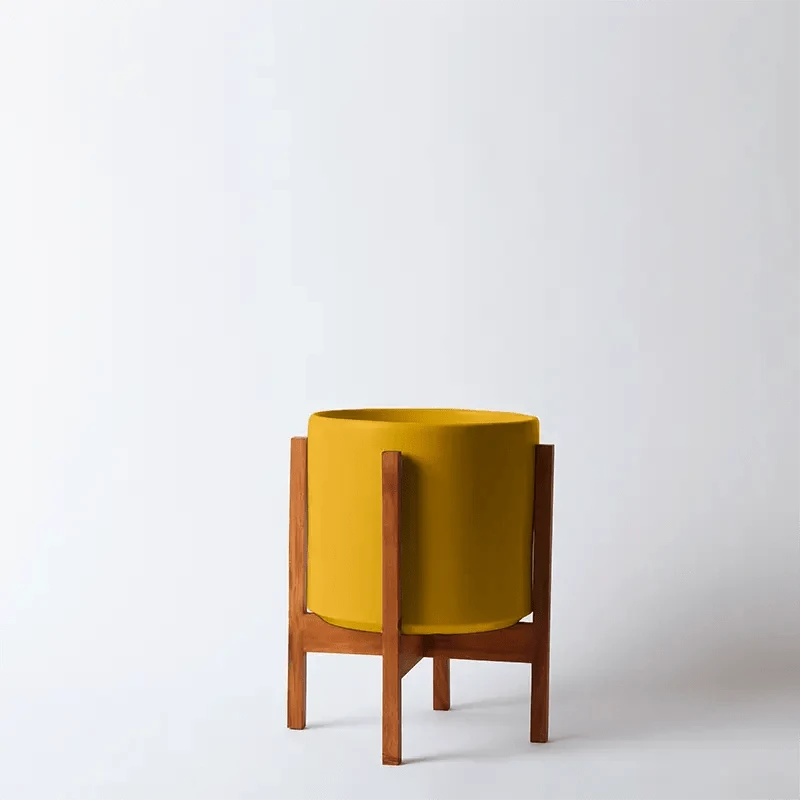 Ceramic Cylinder Planter By Solid Goods With Optional Mahogany Stand 16 Ceramic Cylinder Planter By Solid Goods With Optional Mahogany Stand - Image 14