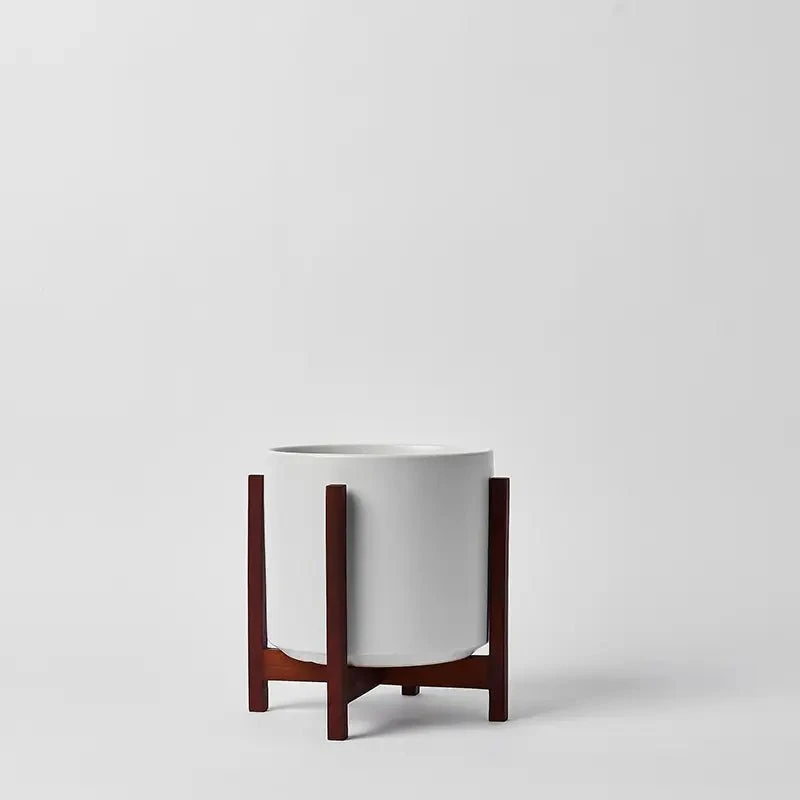 Ceramic Cylinder Planter By Solid Goods With Optional Mahogany Stand 9 Ceramic Cylinder Planter By Solid Goods With Optional Mahogany Stand - Image 7