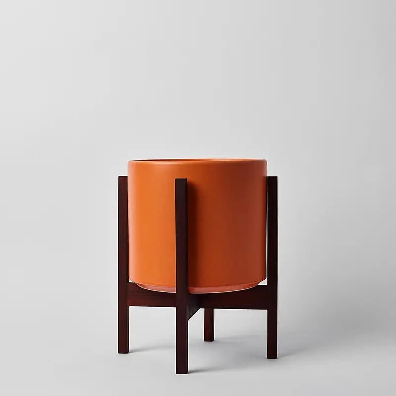 Ceramic Cylinder Planter By Solid Goods With Optional Mahogany Stand 17 Ceramic Cylinder Planter By Solid Goods With Optional Mahogany Stand - Image 15