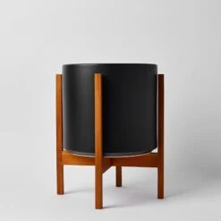 Ceramic Cylinder Planter By Solid Goods With Optional Mahogany Stand 40 Ceramic Cylinder Planter By Solid Goods With Optional Mahogany Stand -Ed's plant shop ceramic cylinder planter by solid goods with optional mahogany stand 9243634