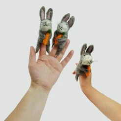 Finger Puppet - Gray Bunny With Carrot -Ed's plant shop finger puppet gray bunny with carrot 243589