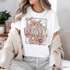 Floral Mama Coquette Bow Pastel T-Shirt, White And Natural Boho Tee With Spring Flower -Ed's plant shop floral mama coquette bow pastel t shirt white and natural boho tee with spring flower 827560