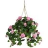 Geranium Hanging Basket – Artificial Silk Plant (Red Or Pink) -Ed's plant shop geranium hanging basket artificial silk plant red or pink 4003205