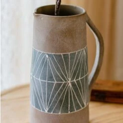 Gray Blue Handpainted Terracotta Table Vase -Ed's plant shop gray blue handpainted terracotta table vase 628444