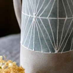 Gray Blue Handpainted Terracotta Table Vase -Ed's plant shop gray blue handpainted terracotta table vase 835017